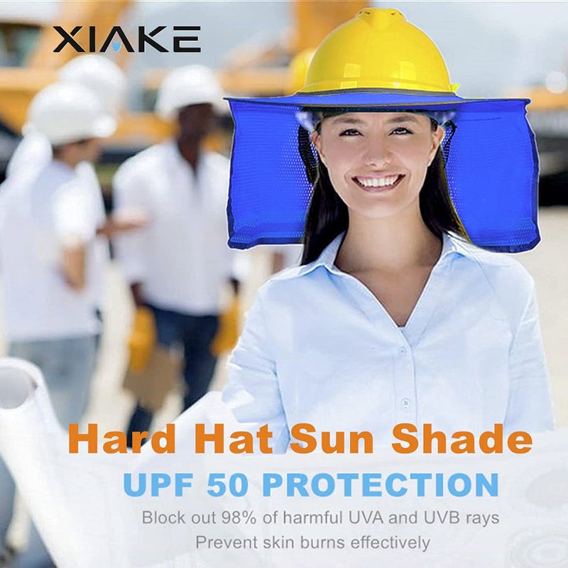 XIAKE Hard Hat Accessories Mesh Neck Sun Shield with Reflective Strips, Full Brim, Royal Blue, 2 Pack - Image 4